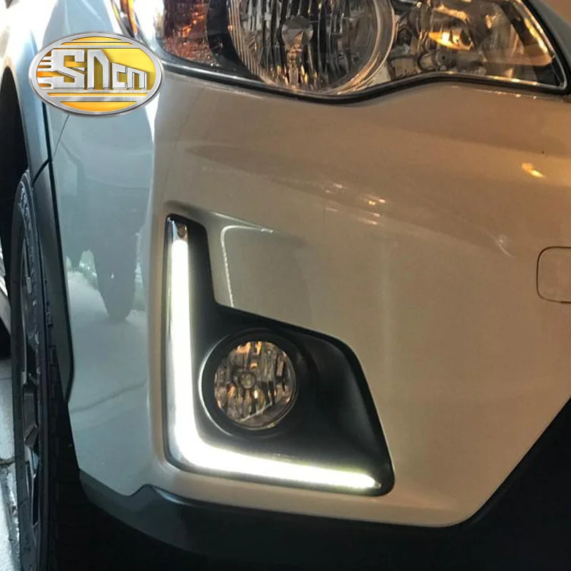 Для Subaru XV дневной ходовой светильник светодиодный DRL bummper лампа с желтым поворотным сигналом светильник s 12V реле