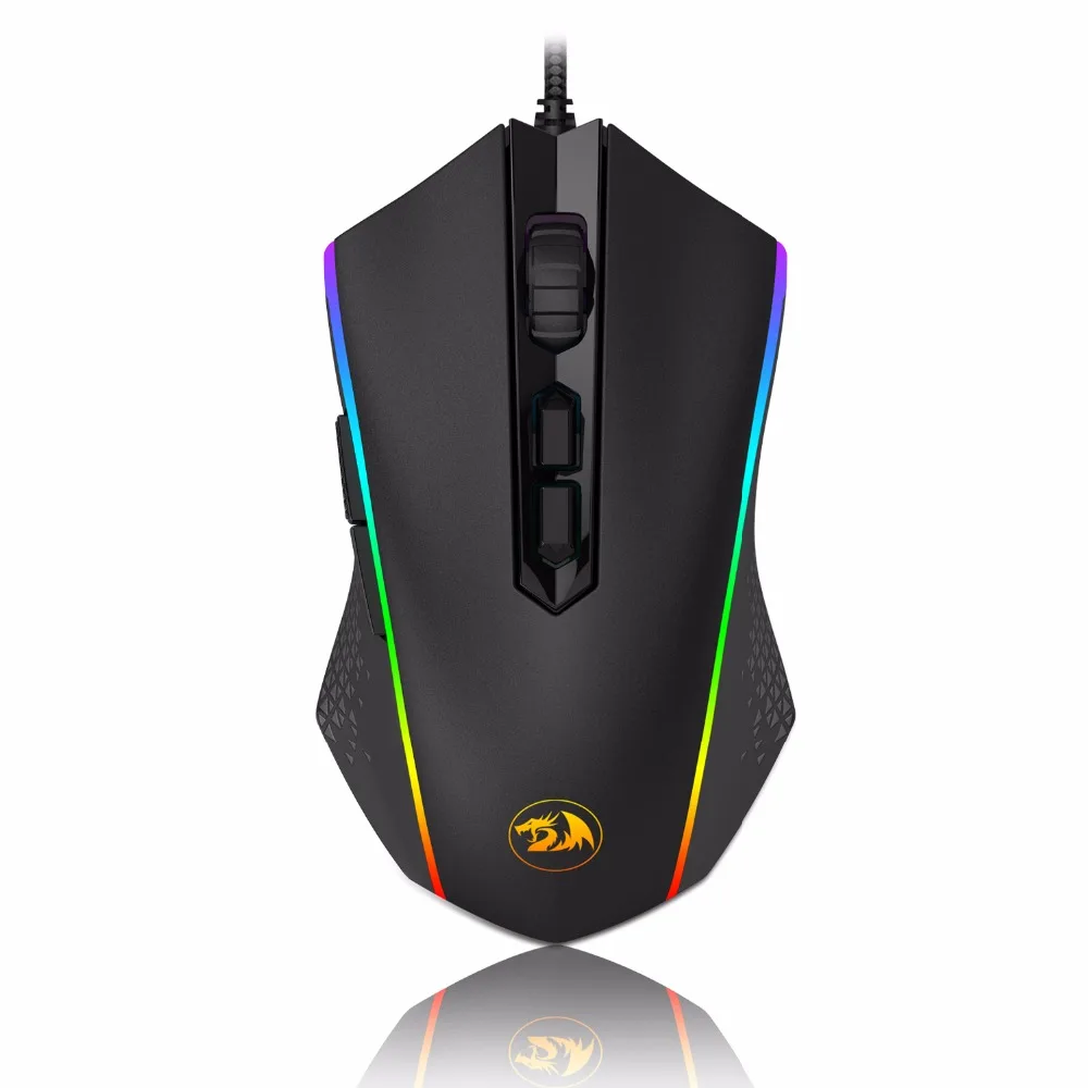 

Redragon Gaming Mouse Adjustable DPI High-Precision Ambidextrous Programmable Gamer Mouse with RGB backlight modes Weight Set