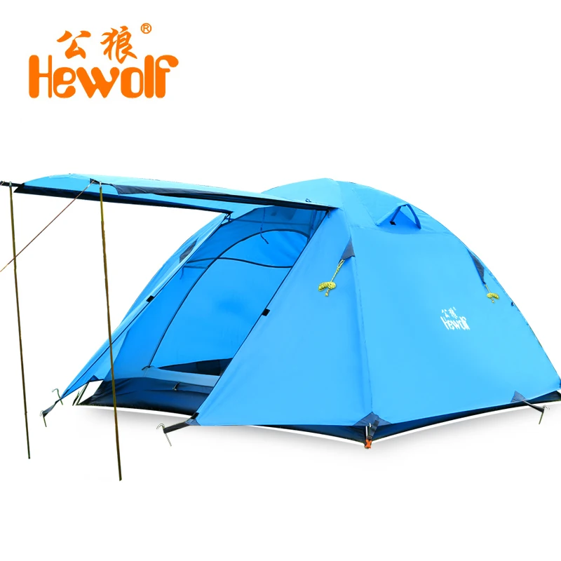 

TNT Free Shipping :Hewolf Brand Outdoor 3-4 people aluminum tents camping supplies double double rain camping equipment tents