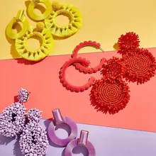 Dvacaman INS, круглые серьги для женщин, ручная работа, бусины, большие серьги-кольца, бахрома, большие массивные серьги, ювелирные изделия