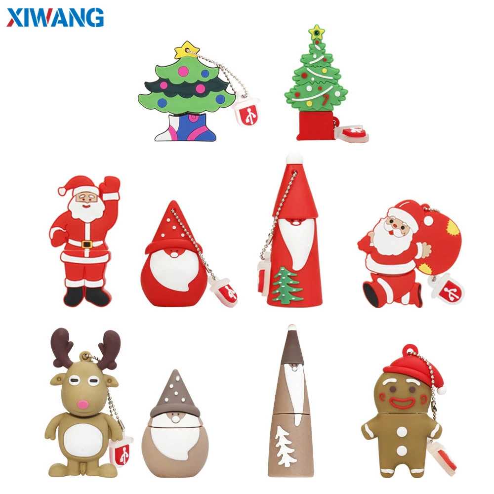 

XIWANG USB Flash Drive 128GB Pendrive cartoon snowman Christmas tree gifts 64GB 32GB 16GB 8GB 4GB Elk Deer Santa Claus Pen drive