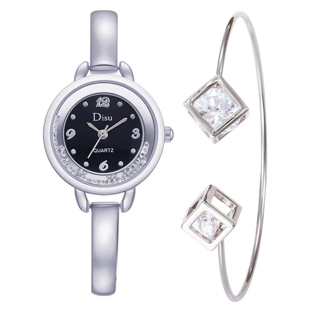 Disu новые модные женские часы с бриллиантами легкие Роскошные элегантные девушки характерные наручные часы браслет часы подарок на день рождения с коробкой B40