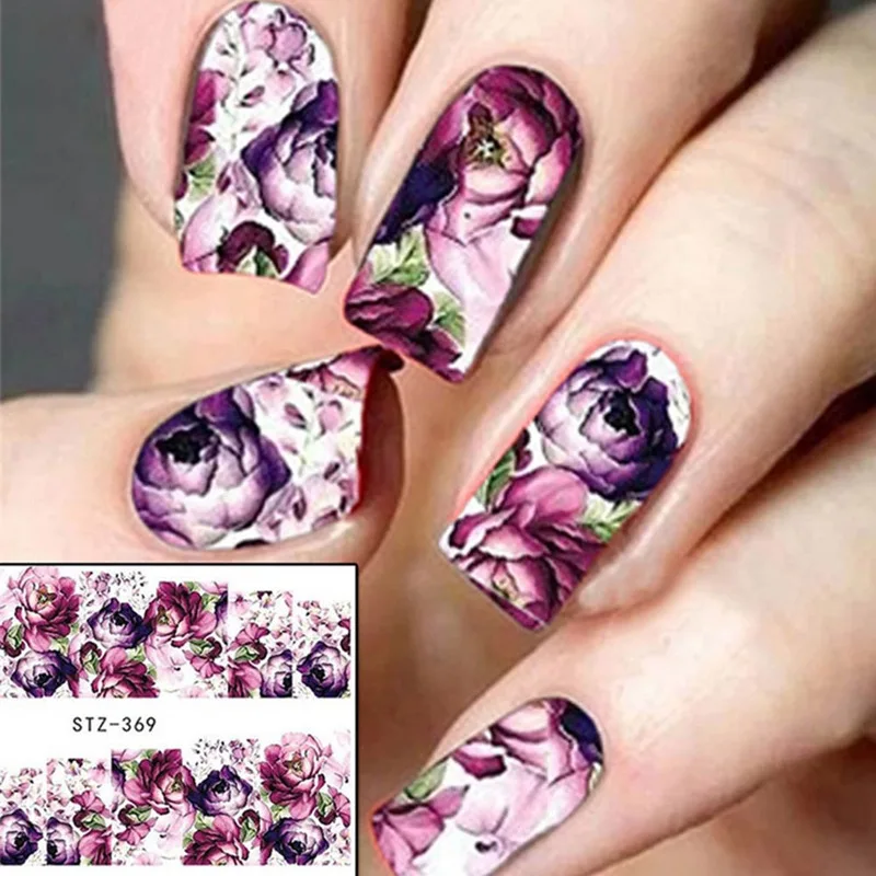 

3pcs Water Sticker For Nails Art All Decorations Sliders Peony Rose Flower Bohemia Adhesive Nail Design Decals Manicure