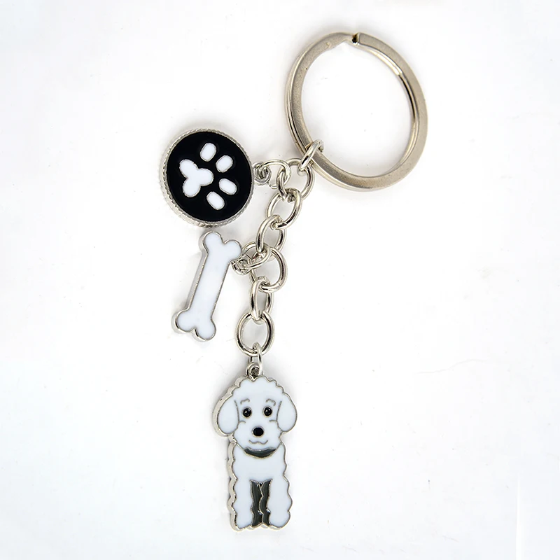 Porte-clés pendentif chien en métal pour femmes, hommes, filles, porte-clés de voiture, breloque de sac, accessoires de bricolage, cadeau pour couple amoureux