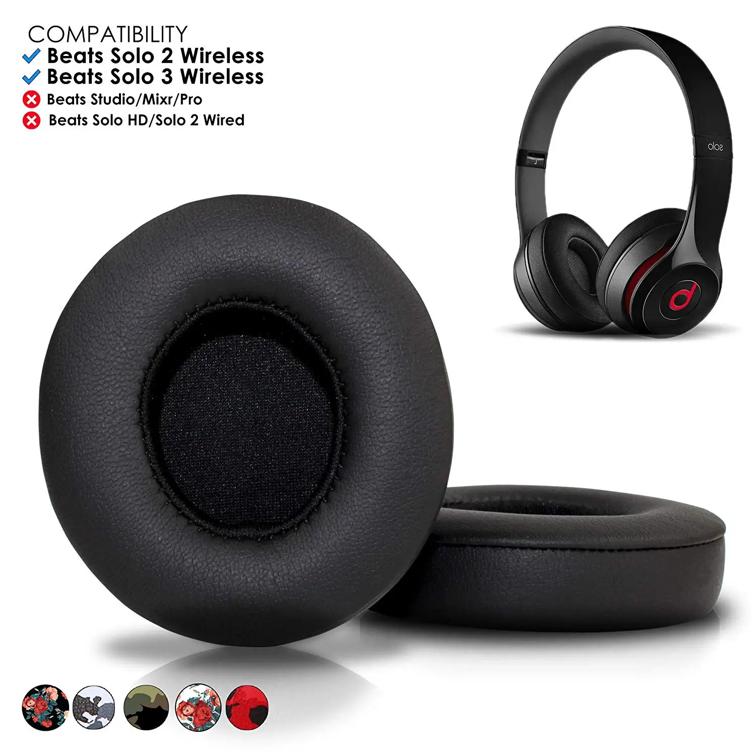 Beats Solo 2 & 3 Wireless Earpad Di Ricambio-Beats Solo Cuscino Di Ricambio Per Solo 2 & 3 Wireless On Ear Cuffie