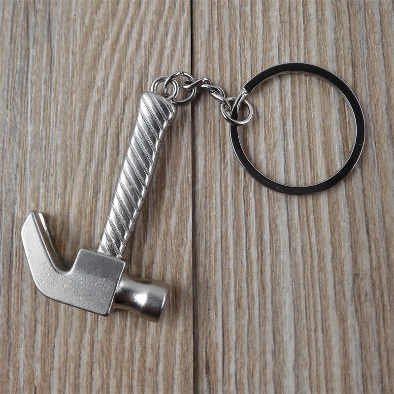 

New Car Key Ring Keychain Key Holder Keyring Simulation Keyfob Tools Stainless Steel Hammer Key Chain for Gift Auto Accessories