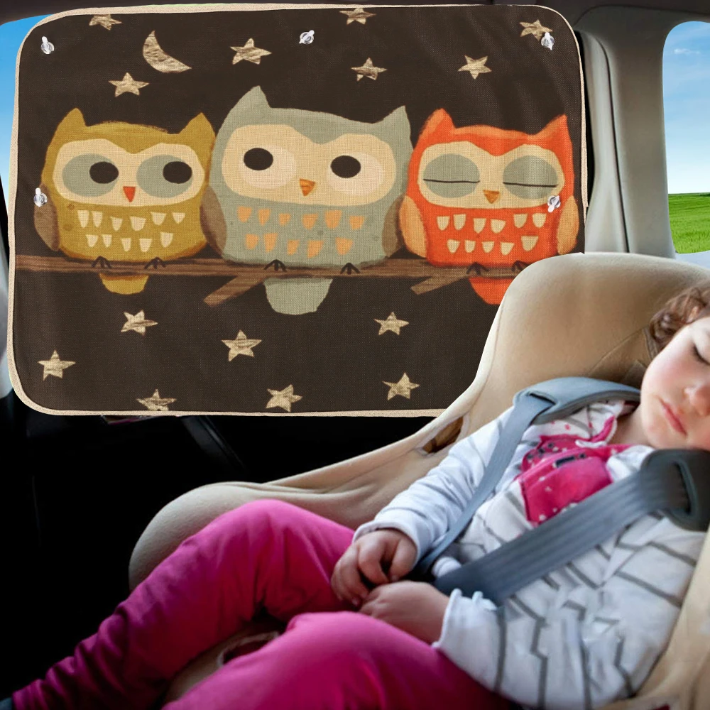

ODOMY Universal Car Sun Shade Curtains Cute Cartoon Styling Front Rear Side Window Sunshade Protect Windshield 70cm*50cm