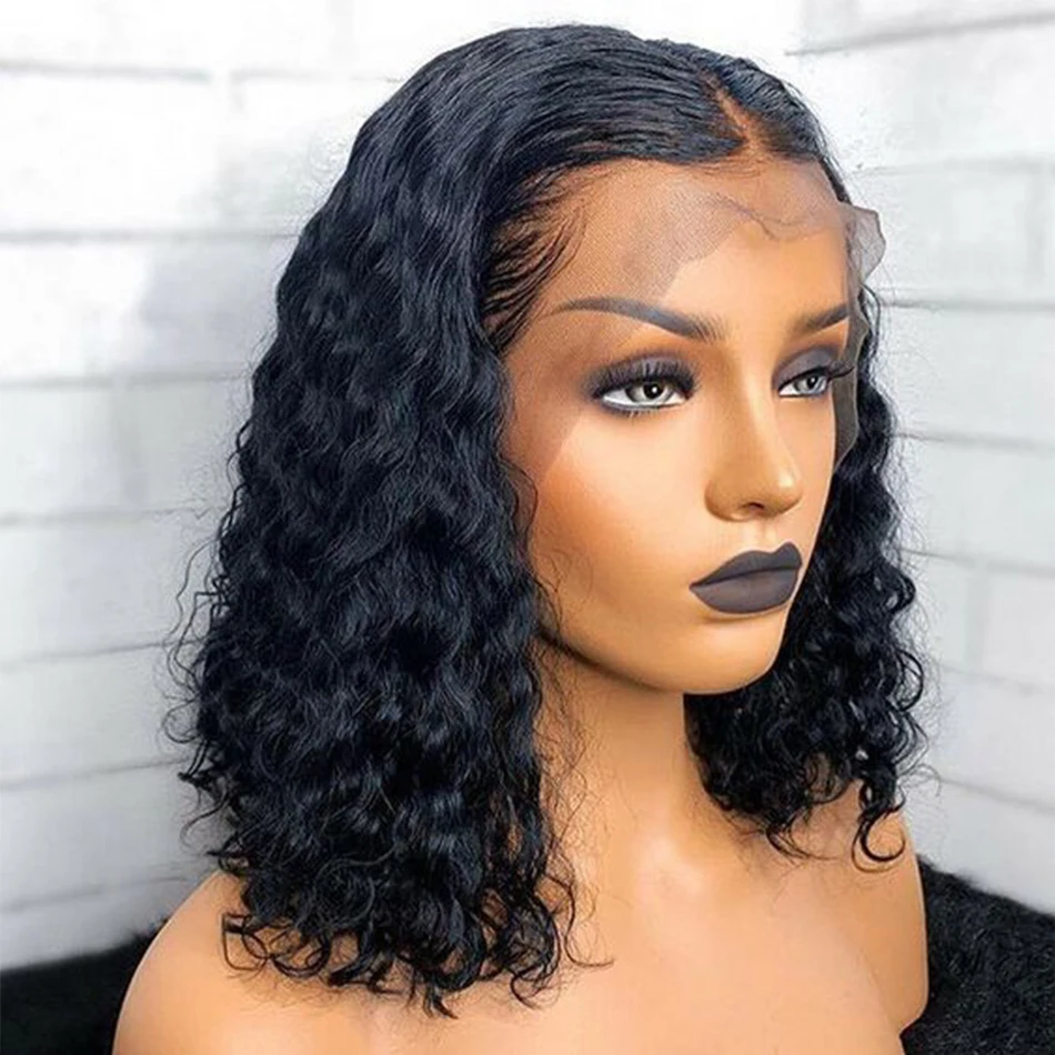 Deep Wave BOB Wig 13*4 Lace Front Human Hair Wigs For Women Pre Plucked Hairline With Baby Hair Mal