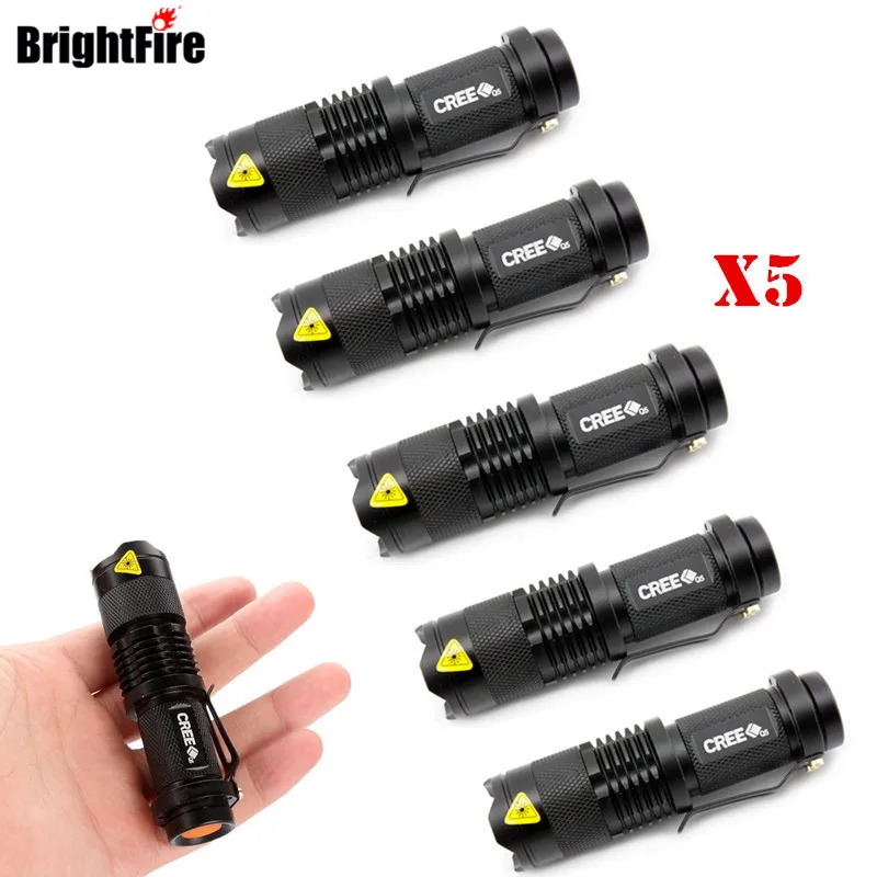 

Wholesale 5 Pcs Mini 3 Mode Waterproof LED Flashlight Portable Lights Zoomable Torch Light