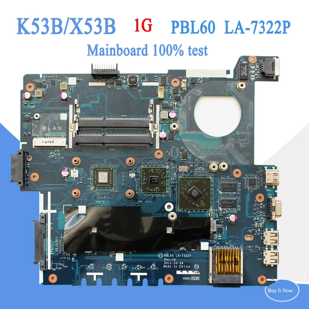 

LA-7322P K53B motherboard For ASUS X53B X53BR X53BY K53BR K53BY laptop motherboard LA-7322P Onboard CPU DDR3 Free shipping