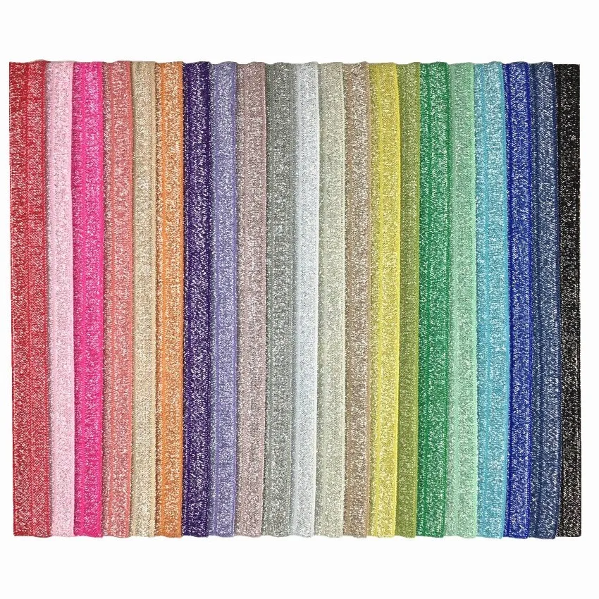 

21pcs/lot 1.5cm Silver Glitter Headband Elastics Hair Bands Cords Satin Hair Ties Hairbands Hair Accessories For Kids Children