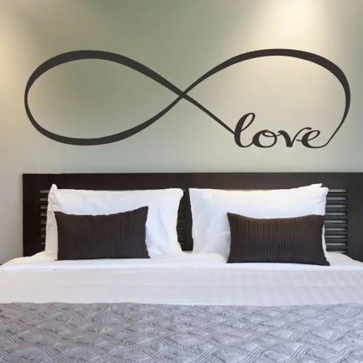 Personalized Bedroom Wall Decals 22*60CM Bedroom Wall Stickers Decor Infinity Symbol Word Love Vinyl Art Wall sticker Decals