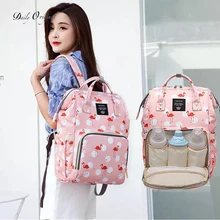 

Flamingo design baby supplies bag with interface large capacity waterproof diaper bag set canvas ladies travel care backpack