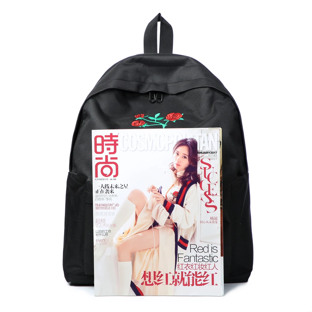 Luna madera Harajuku Rosa bordado Mochila blanco negro Mochila de viaje de la mujer los estudiantes de doble hombro bolsa Mochila M627 Luna madera Harajuku Rosa bordado Mochila blanco negro Mochila de viaje de la mujer los estudiantes de doble hombro bolsa Mochila M627