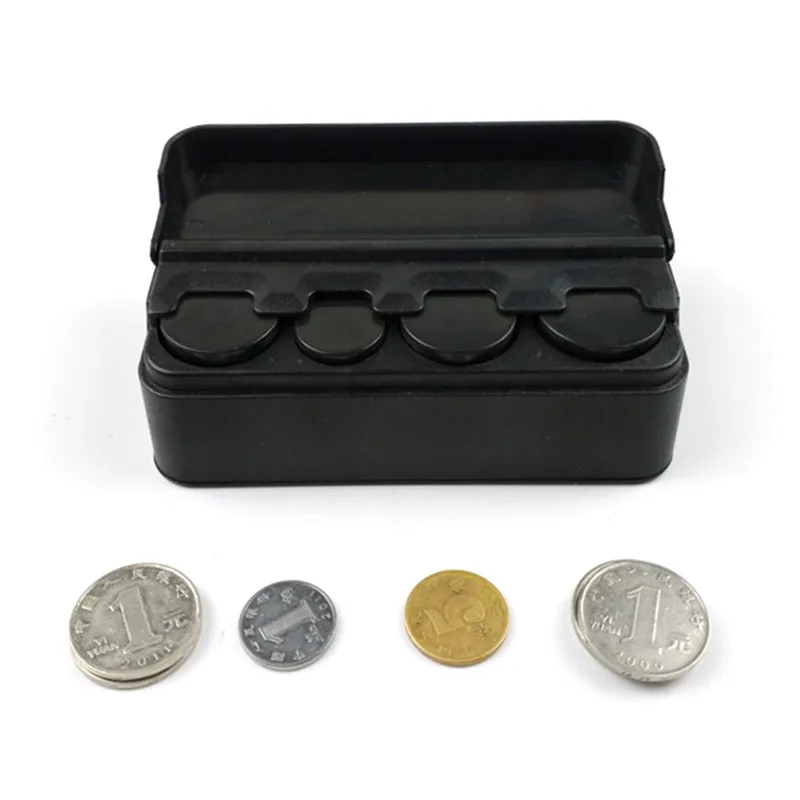 Kuulee Автомобильный интерьер черный пластиковый автомобильный органайзер для монет, чехол для свободного хранения, контейнер для хранения денег, держатель для автомобиля, коробка для хранения