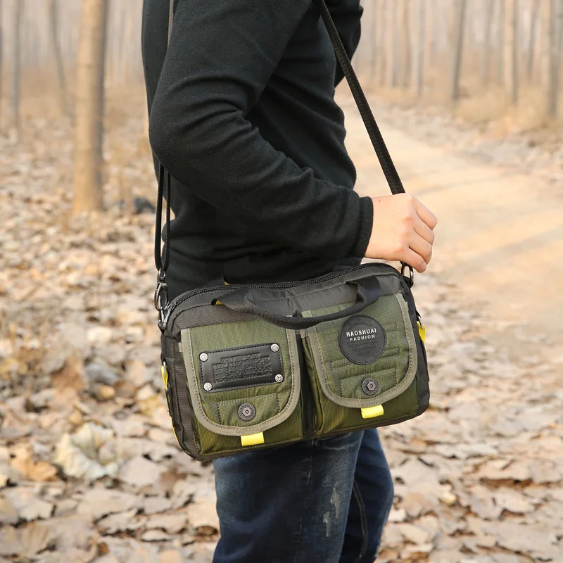 

Nylon Shoulder Bags for Men Solid Color Messenger Bags Strong Fabric Retro Vintage Style Crossbody durable 2019 Multiple Pockets