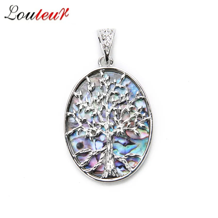 

Louleur Fashion Hollow out Life Tree Natural Mother of Pearl Bobe Shell Pendant for Necklace Pendant Jewelry Findings Making