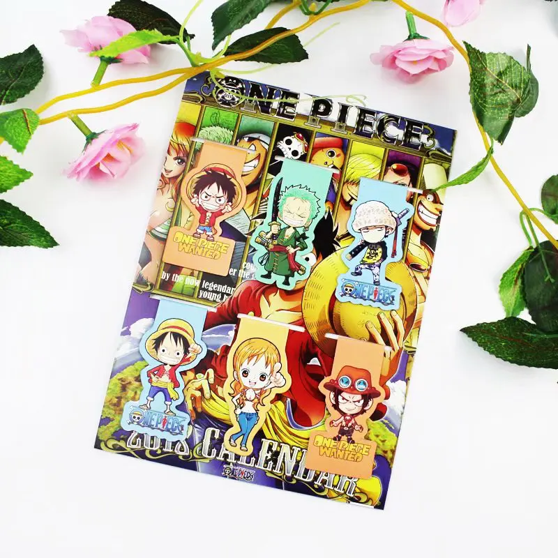 6pcs Anime luffy Magnetic Bookmark Cartoon Magnet Child Student Kawaii Gift Bookmarks Office Stationery | Канцтовары для офиса и