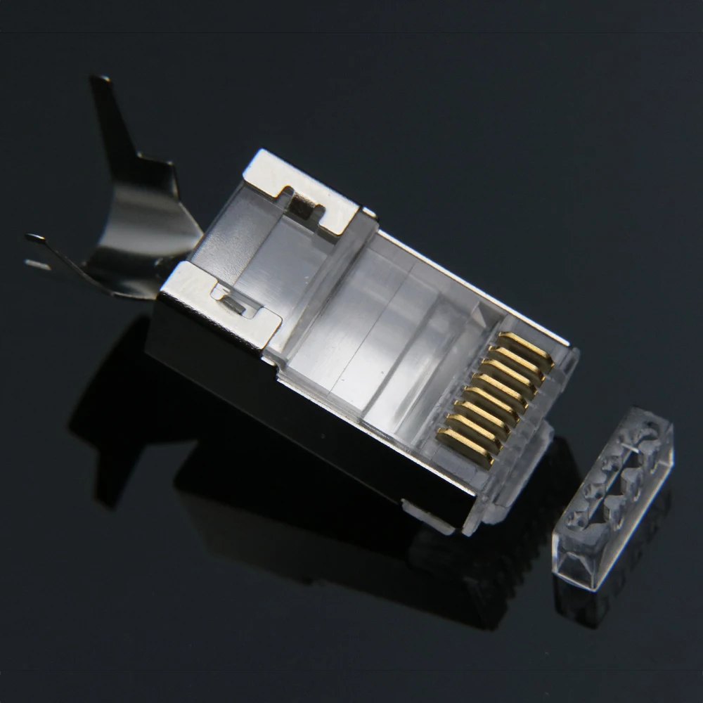 xintylink rj45 connector cat7 cat6a male network connector gilded rj45 plug terminal 8P8C metal shielded for stp network cable 