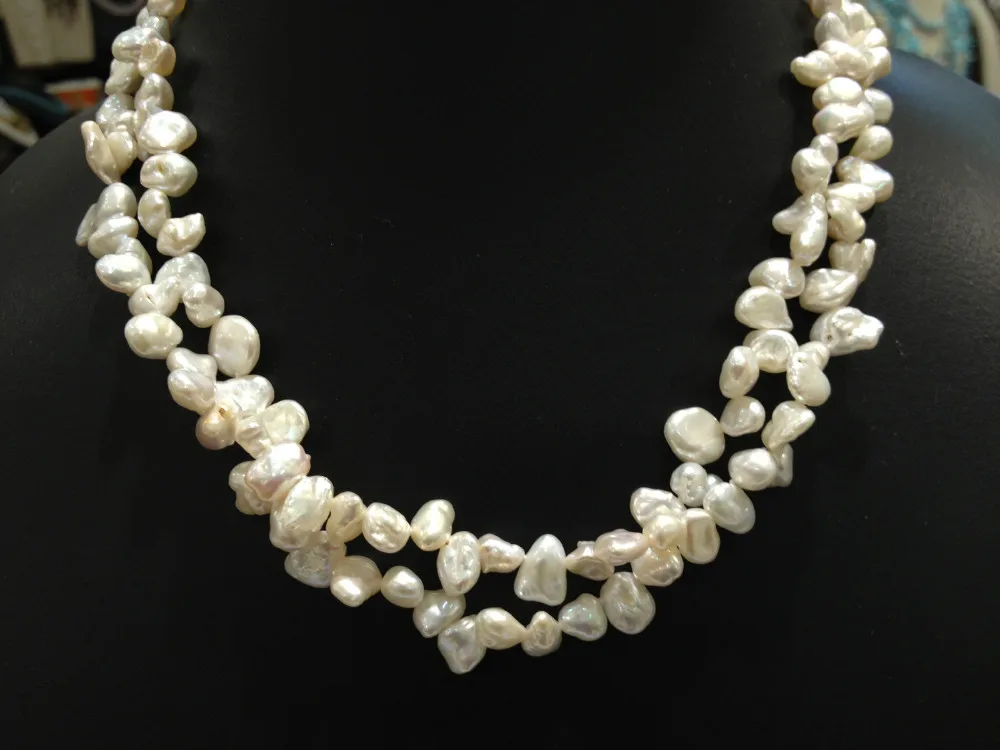 Bridal Pearl Necklace Natural Twisted Pearl Necklace Freshwater Double