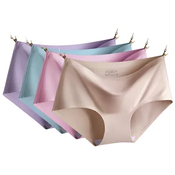 

3Pcs/Lot Hot Sale Sexy Panties Ultra Thin soft Comfort Ice Silk Lingerie Women Underwear summer Seamless Panties Briefs