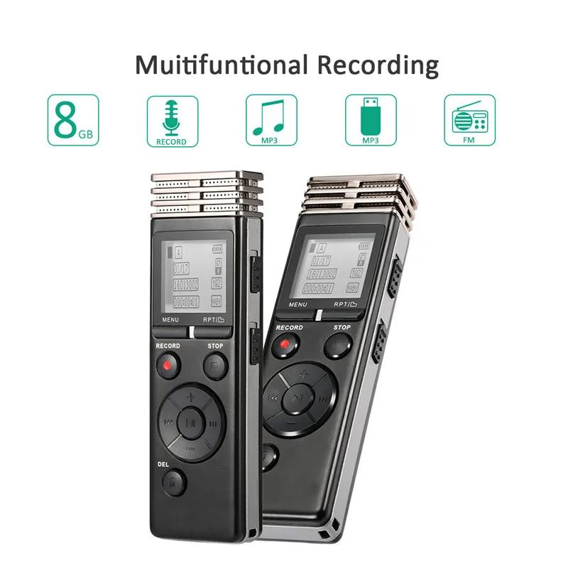 

Digital Voice Recorder 8gb with FM Radio MP3 play Repeat Function 72 Hours Mini Voice Recorder Professional Pen Voice Activated