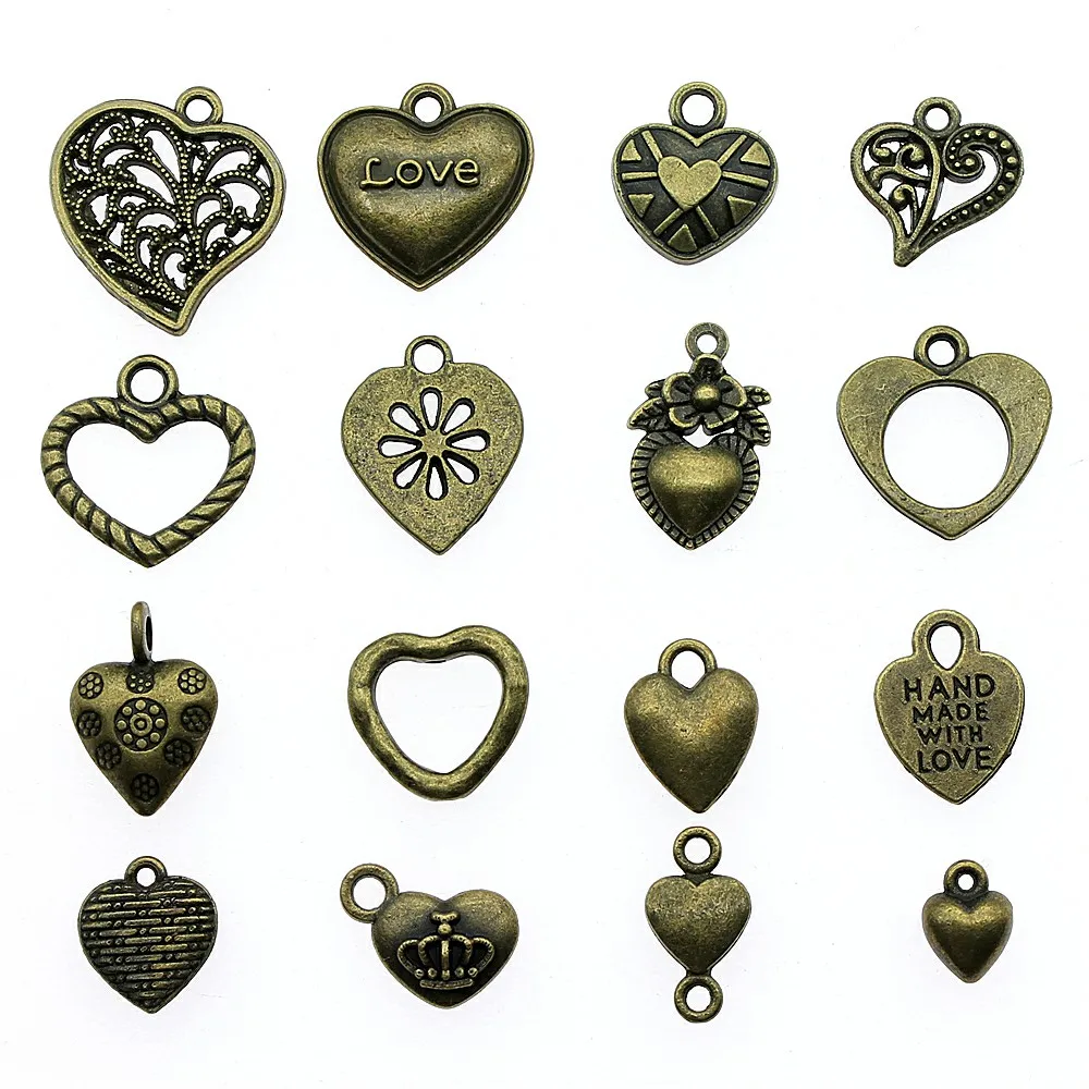 20pcs Hearts Charms For Jewelry Making Diy Craft Vintage Hearts Charms