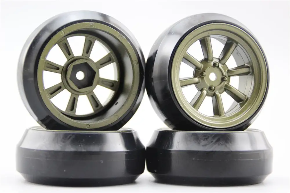 4 шт. RC 1/10 твердый Drift Tire обод колеса с шиной W8S3BR 3 мм Смещение (живопись Brozen)