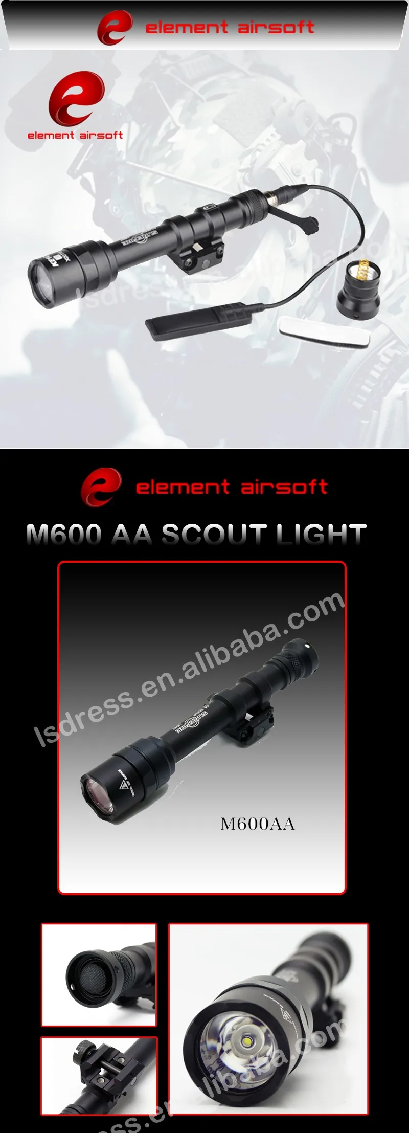 Armas de Arsoft Elemento Surefir Mini-olheiro Luz Tático Lanterna Caça Rifle Softairô Arma Waffen Lâmpada ex 400 M600aa 7 tático Lanterna Caça Rifle Softairô Arma Arma