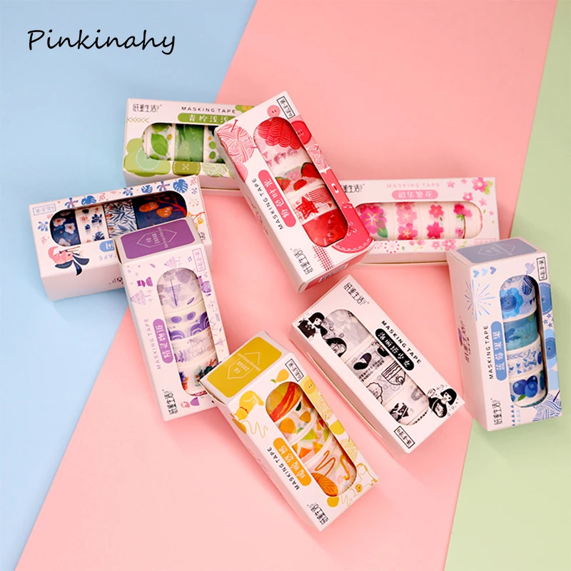 

6 Rolls Japanese Decorative Paper Fruit Floral Flower Cherry Blossom Masking Washi Tape Set Stickers Crafts Scrapbookin JD028