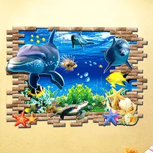 3D Creative מדבקות קיר עולם מתחת למים רצפת לעיצוב חדר השינה 3d מדבקת בית תפאורה לחדרי ילדים 2018