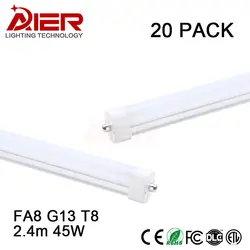 Бесплатная доставка FA8 один pin 2400 мм led light tube 8ft с 192 шт. SMD2835 Clear/крышка 45 Вт