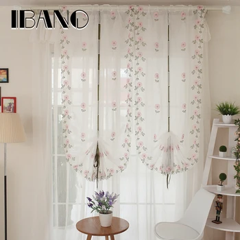 

Hot Tulle For Window Roman Curtain Floral Embroidered Voile Sheer Curtains for the Kitchen Living Room Bedroom Screening 1PCS