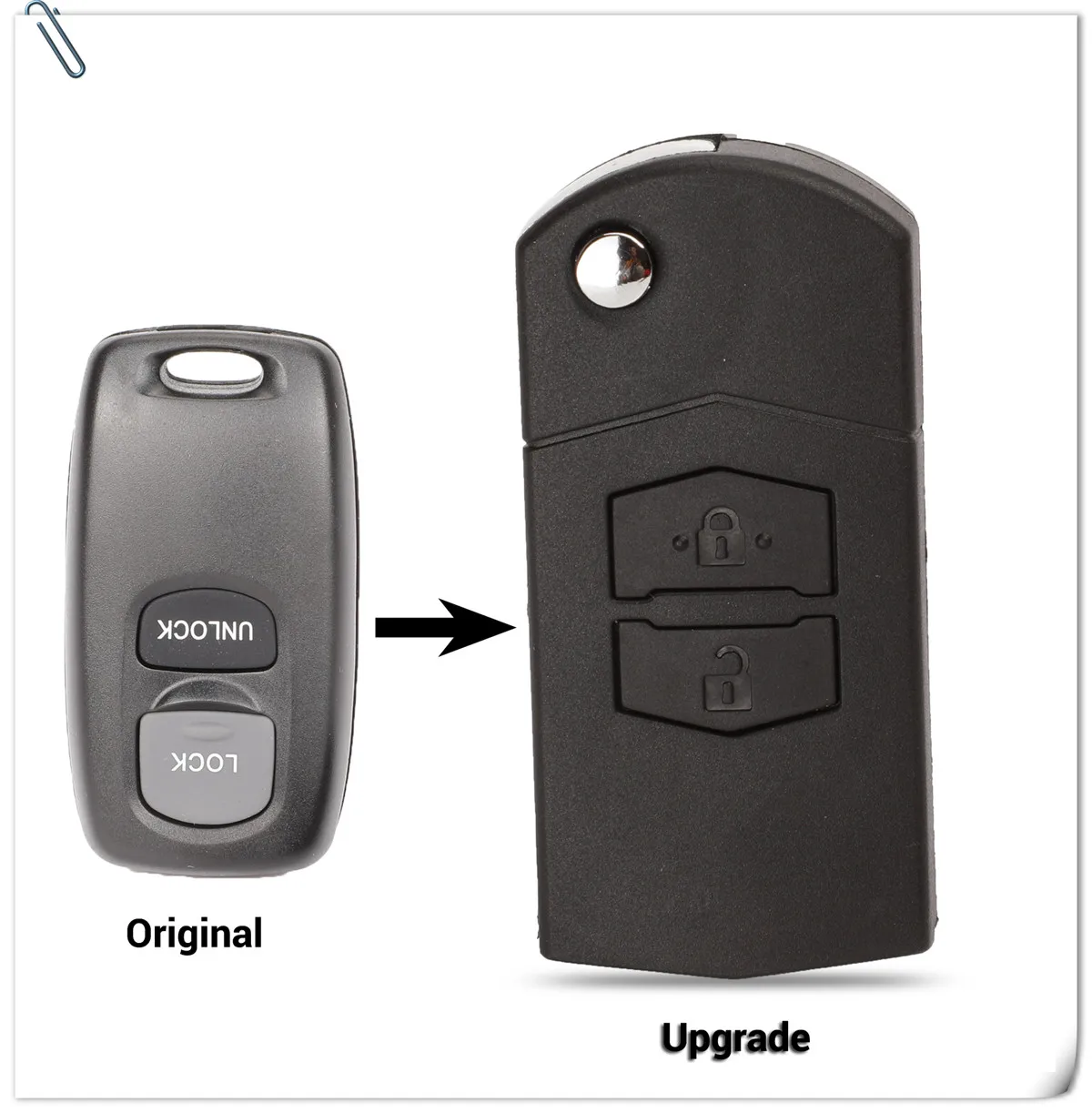 Keyforkess nuovo aggiornamento 2 pulsanti Car Remote Flip Keyless Entry Shell per Mazda 2 3 6 323 626 Fob Control Key Case sostituzione 8 Keyforkess nuovo aggiornamento 2 pulsanti Car Remote Flip Keyless Entry Shell per Mazda 2 3 6 323 626 Fob Control Key Case sostituzione -