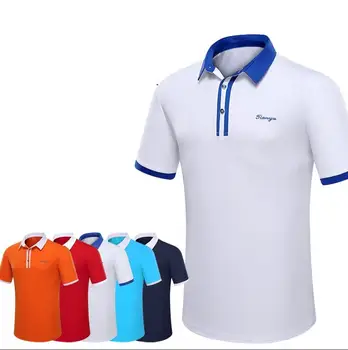

2019 Summer Mens Golf T-shirt Breathable Quick Dry Short Sleeve Sportswear Tops Man Button Turn-Down Collar Sports shirt Golf