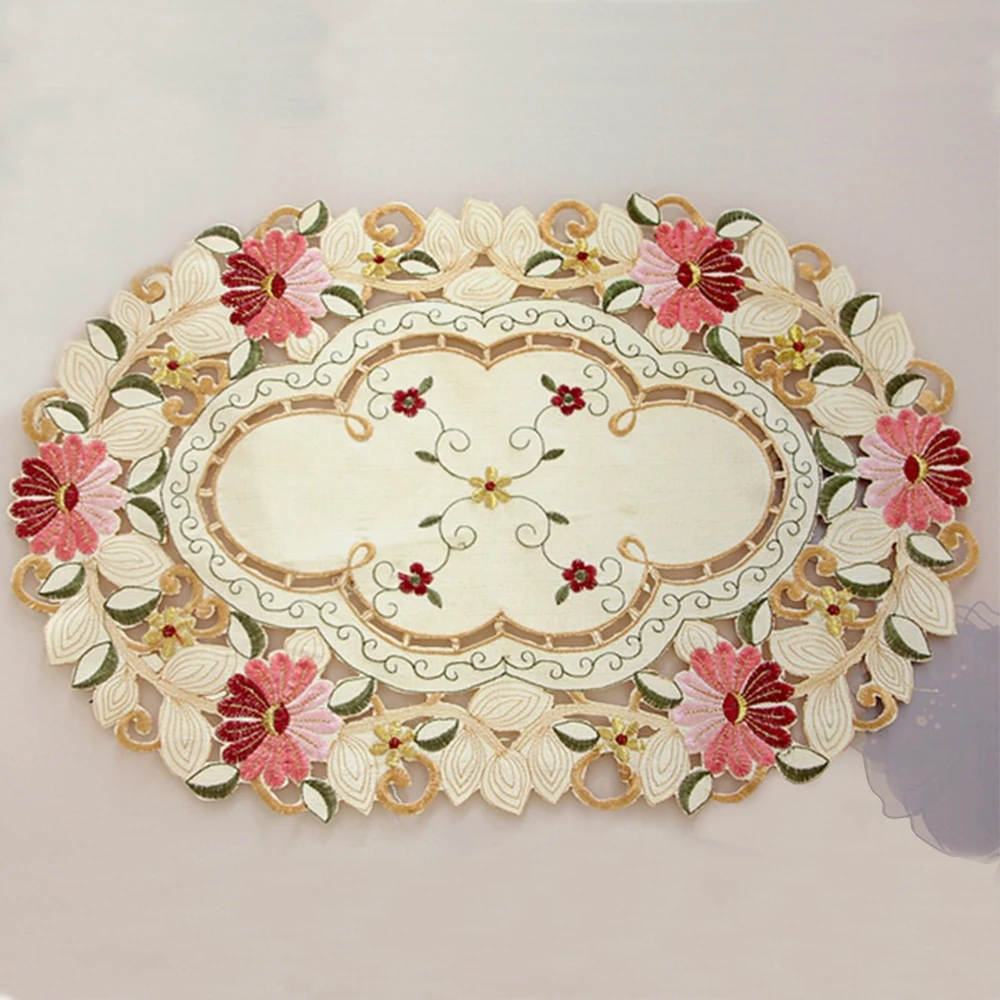 Yazi Vintage Embroidered Flower Daisy Lace Oval Doily Fabric Table Yazi Vintage Embroidered Flower Daisy Lace Oval Doily Fabric Table Placemat 50x33cm Wedding Banquet Party Home Decor In Mats Pads From Garden On