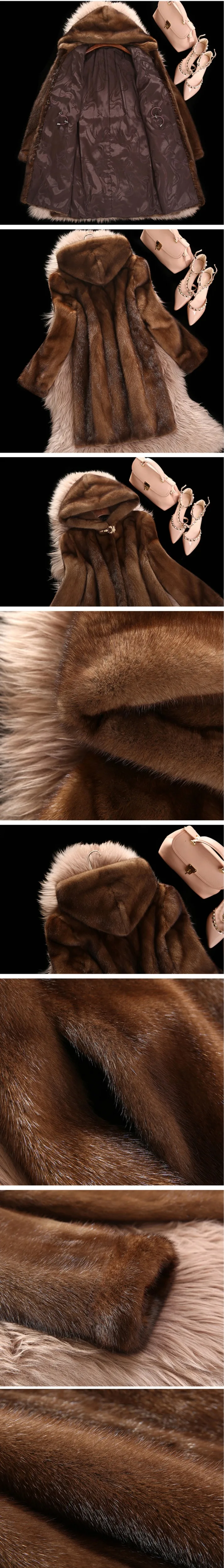 Осенне-зимняя высококачественная элегантная шуба из искусственной норки с капюшоном женские модели средней длины свободного размера плюс 6XL Женская норковая шуба G887