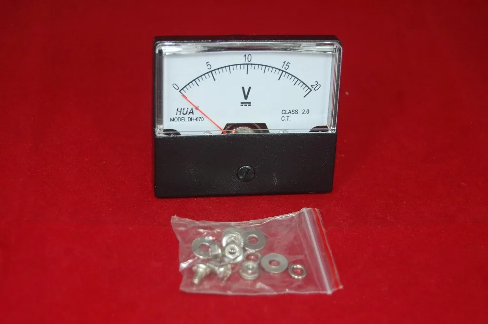 1pc DC 0 20V Analog Voltmeter Panel Voltage Meter 670 60*70mm 20V DC