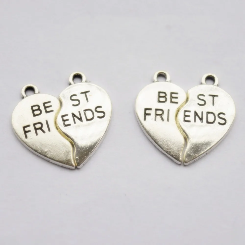 

50 pairs/lot 23x24mm Antique Silver Best Friends Jigsaw Puzzle Piece Charm DIY Metal Bracelet Necklace Jewelry Findings