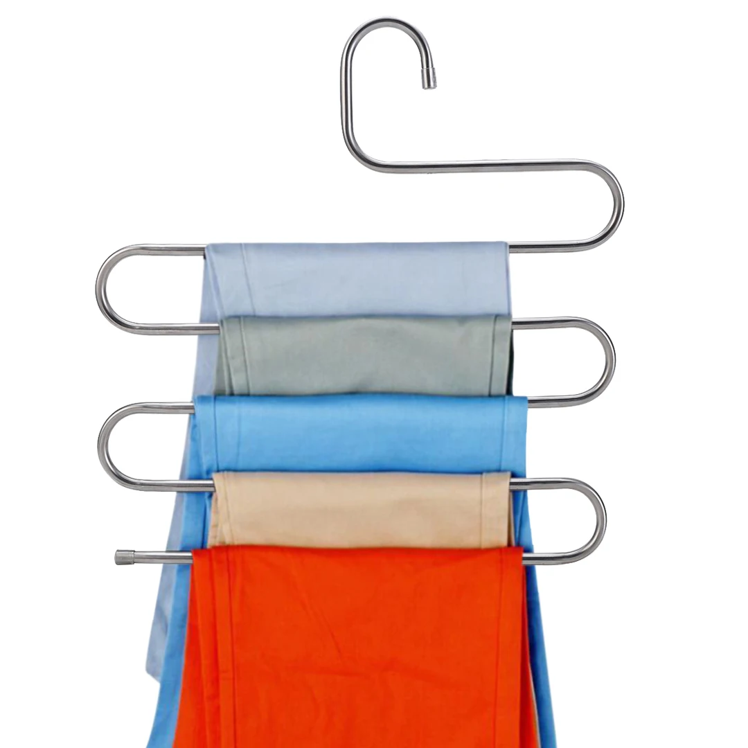 Mayitr Stainless Steel Trousers Hanger Multifunction Pants Closet Belt Holder Rack S type 5