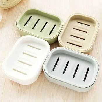 

1PCS Plastic Soap Dish Plastic Bathroom Creative Double Draining Soap Holder Non-slip Soap Box