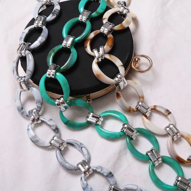 

Acrylic Alloy Strap Luxury Designer 60-120cm Shoulder Strap DIY Resin Chain Handbag Bag Accessories Jelly PlasticThick Bag Belt