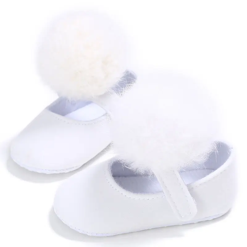 Рождественский милый меховой шарик милая детская обувь для малышей с мягкой подошвой для девочек 0-18 месяцев