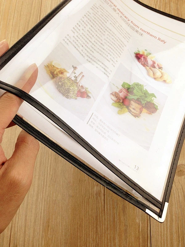 

For A4 1/2/3 sheet single dobule three panel plastic menu holder transparent menu book documents cover