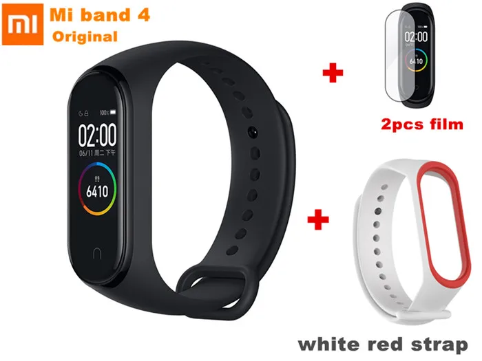 Xiaomi mi Band 4 Bluetooth 5,0 смарт-Браслет фитнес-трекер Браслет Водонепроницаемый Пульс mi Band 4 с металлическим ремешком - Color: add white red TPU