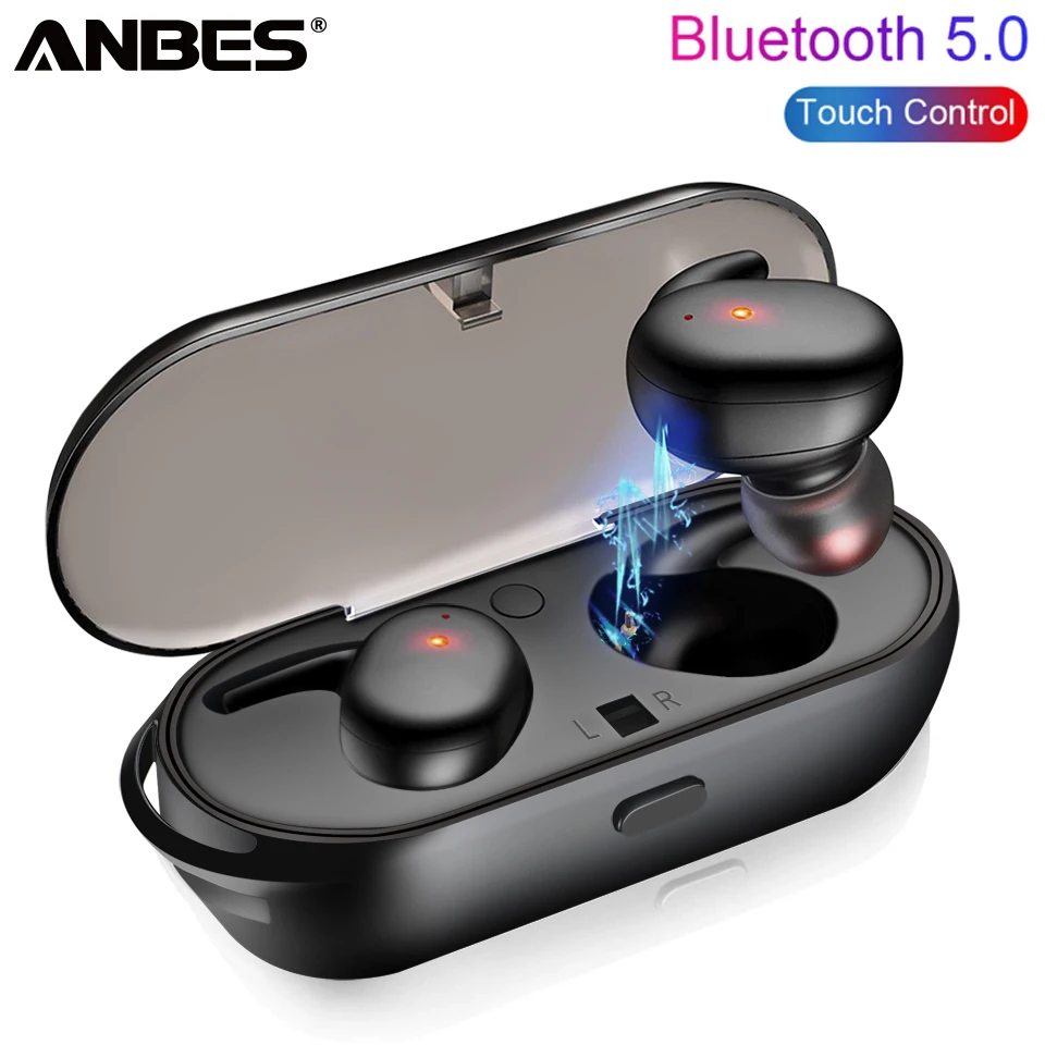 

Anbes TWS V5.0 Bluetooth Earphone Wireless Touch Control Headset Deep Bass Stereo Sound Waterproof Headphone For Samsung iphone