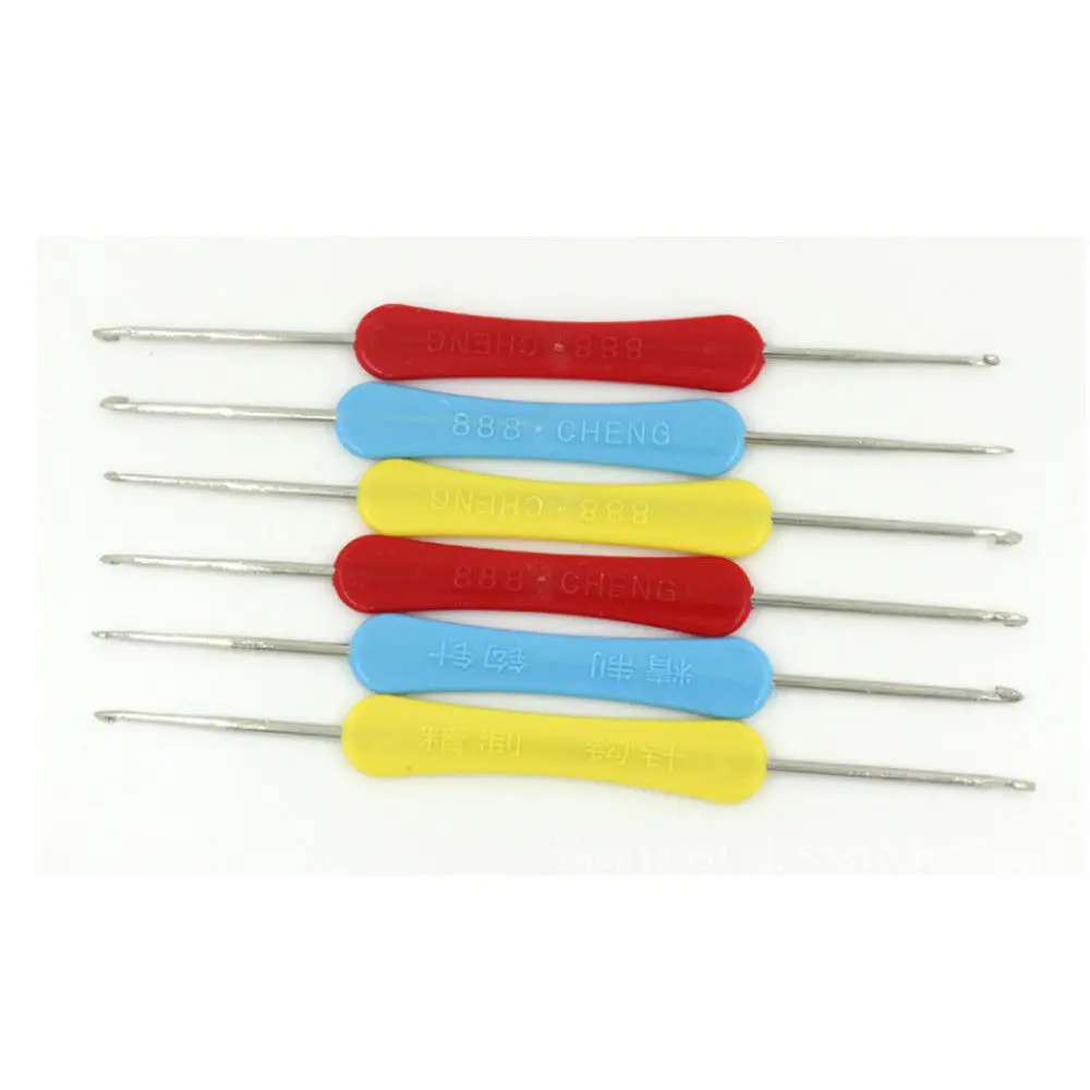 

2 pcs Colorful Knitting Needles Plastic Handle Aluminum Crochet Hooks for Knit DIY Craft Loom Tool Weaving Kit Plait