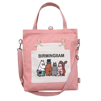 

Women Canvas Shoulder Bags Environmental Foldable Shopping Bag Cartoon Tote Package Crossbody Bags Casual Handbag For Girl Trave