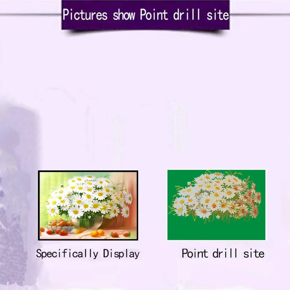 DIY 5D Partial Diamond Painting White Daisy Cross Stitch Diamond Embroidery Patterns Rhinestones Diamond Mosaic Picture New