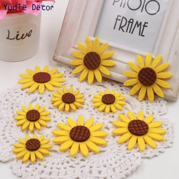 Hot selling 20 pcslot Gift Artificial Fake Cute Coloth Sunflower flowers Head for wedding home party decoration scrapbooking